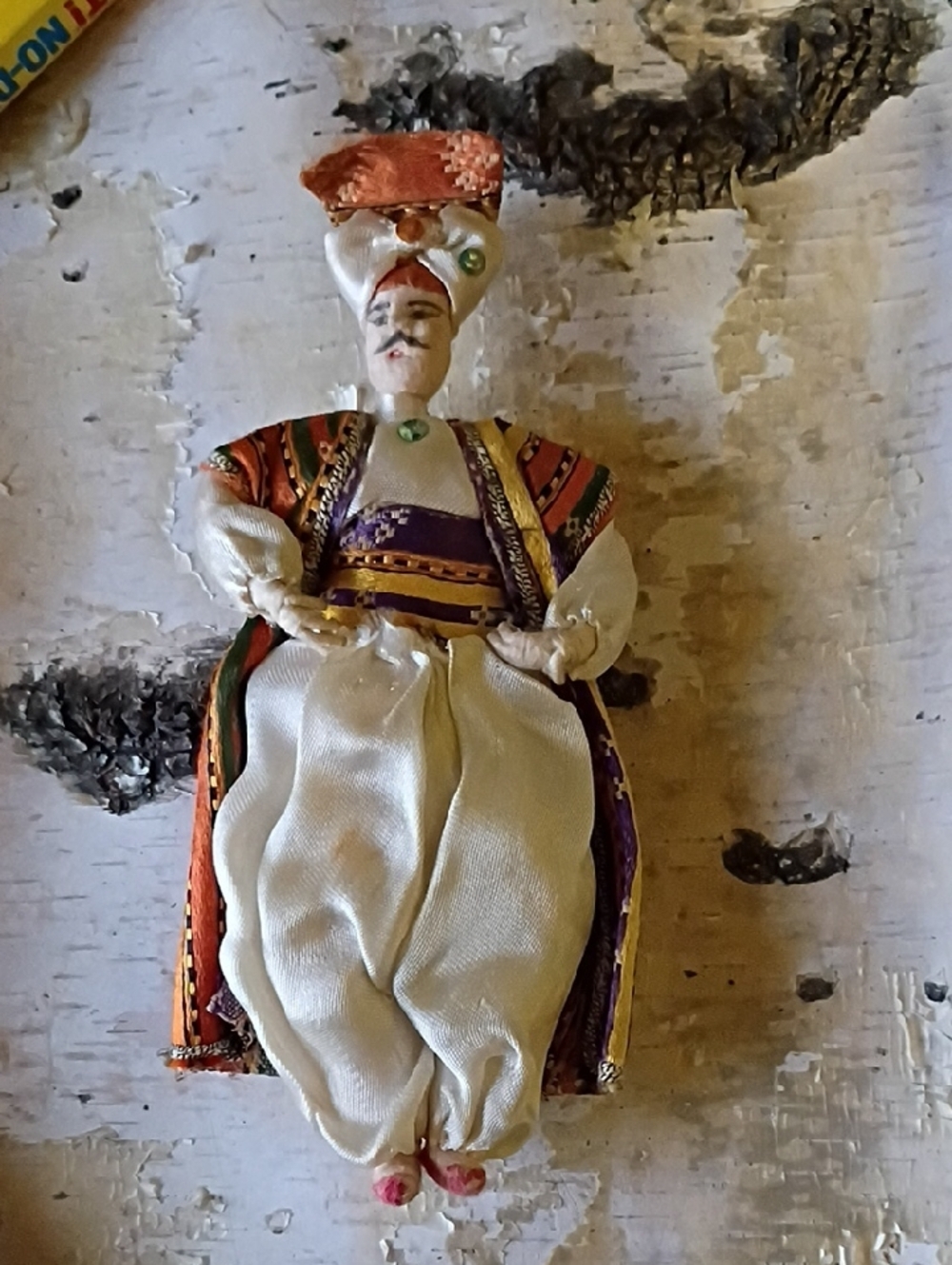 Handmade Decorative Standing Doll in Cream and Purple